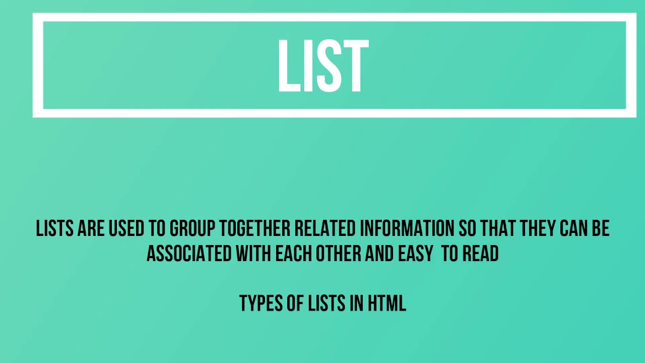 BASICS OF HTML PART 2 (LIST) #OL ,#UL , #DL ,#HTMLLIST,