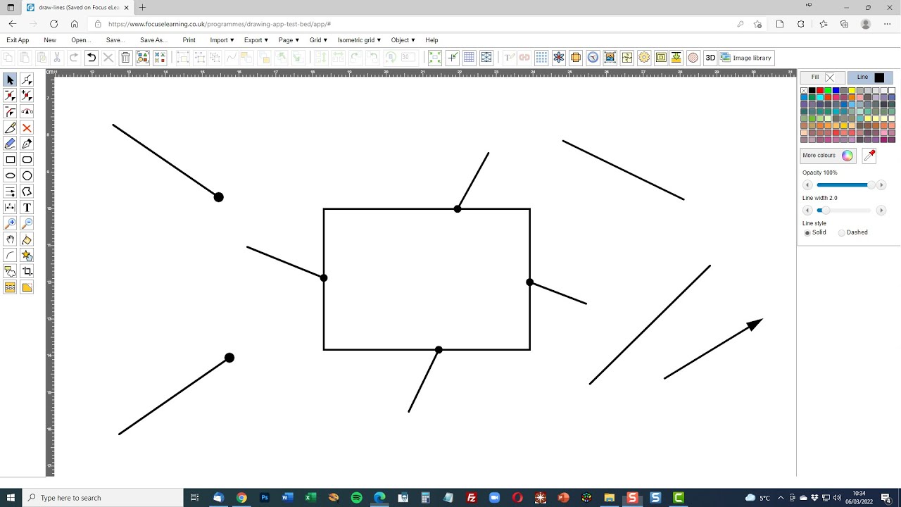 Focus 2D Vector Graphics Designer: Draw Straight Lines Tool