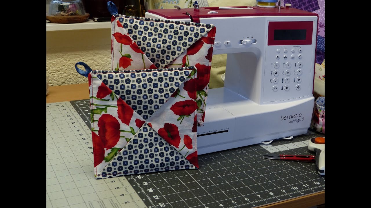 #68***Summer Potholder******DIY PatchworkSummer Potholder***No Binding!!! ganz einfach genäht