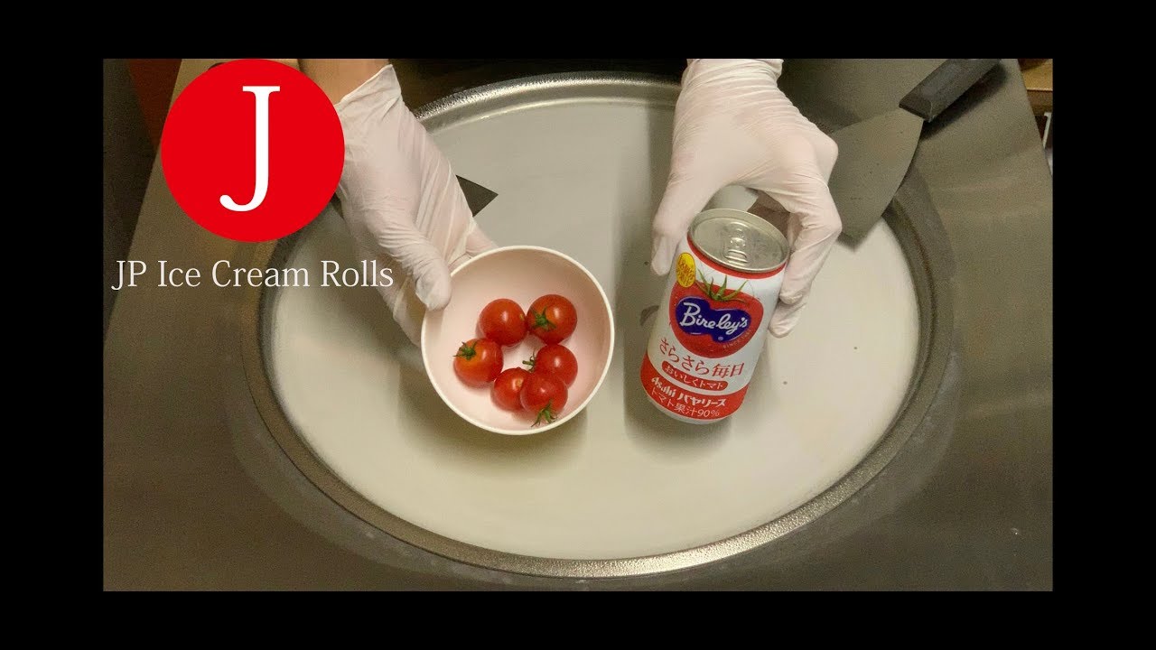 How to make Ice Cream Rolls/Tomato Juice and Petit Tomato Ice Cream Rolls