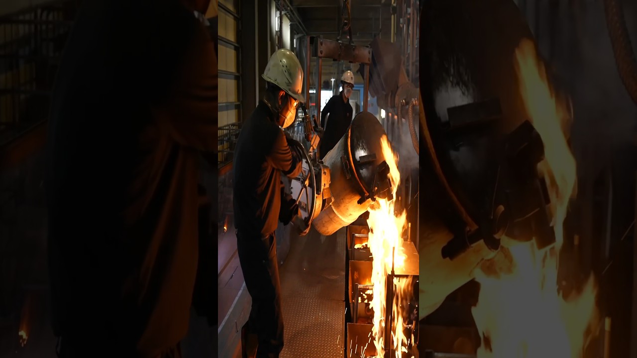 The process of making a Japanese cast iron pot. Old iron foundry in Japan.