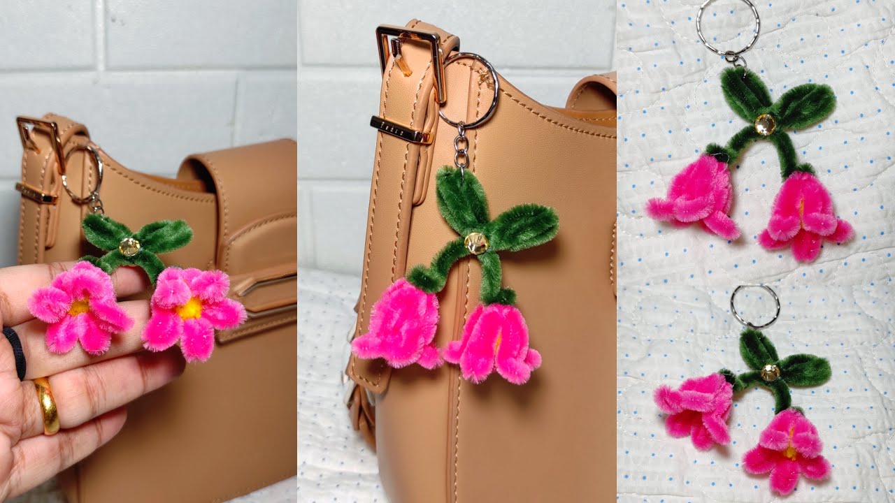 How To Make Tulip Flower with Pipe Cleaner - Pipe Cleaner Craft - Pipe Cleaner Keychain