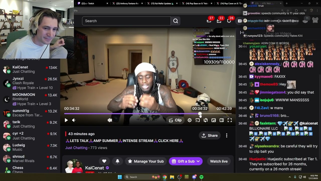 xQc and Kai Cenat Drama