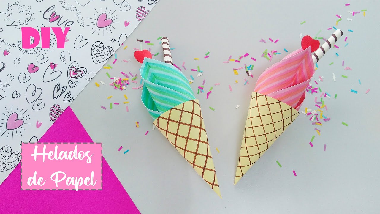 DIY 💗 - HELADOS de Papel / Adornos de papel / Idea para decorar / Paper ICE CREAMS / Muy Linda🥰