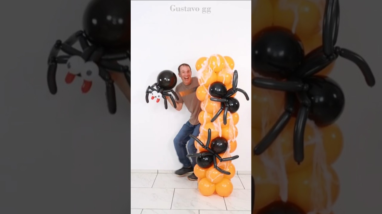 🕷️🎈 BALLOON SPIDER for HALLOWEEN! 🎃✨ balloon decoration ideas #halloween #tiktok #cartoon