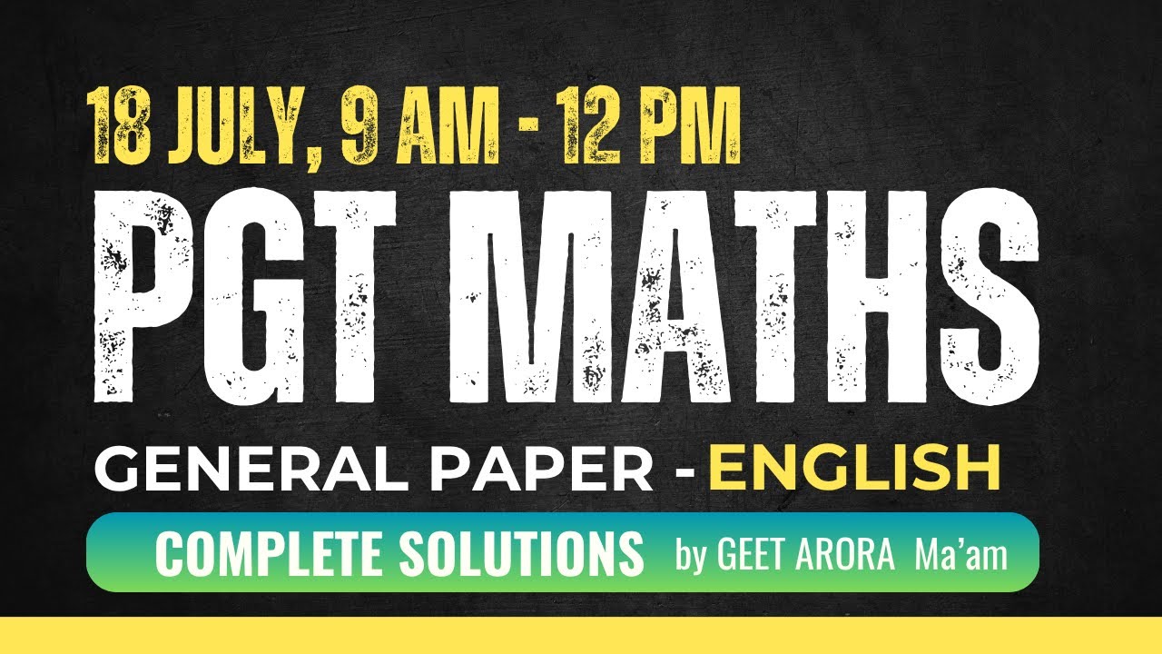 DSSSB PGT Maths 2025 Question Paper (18 July, 9 AM) | General ENGLISH #tgtmaths #tgt #pgt #pgtmaths