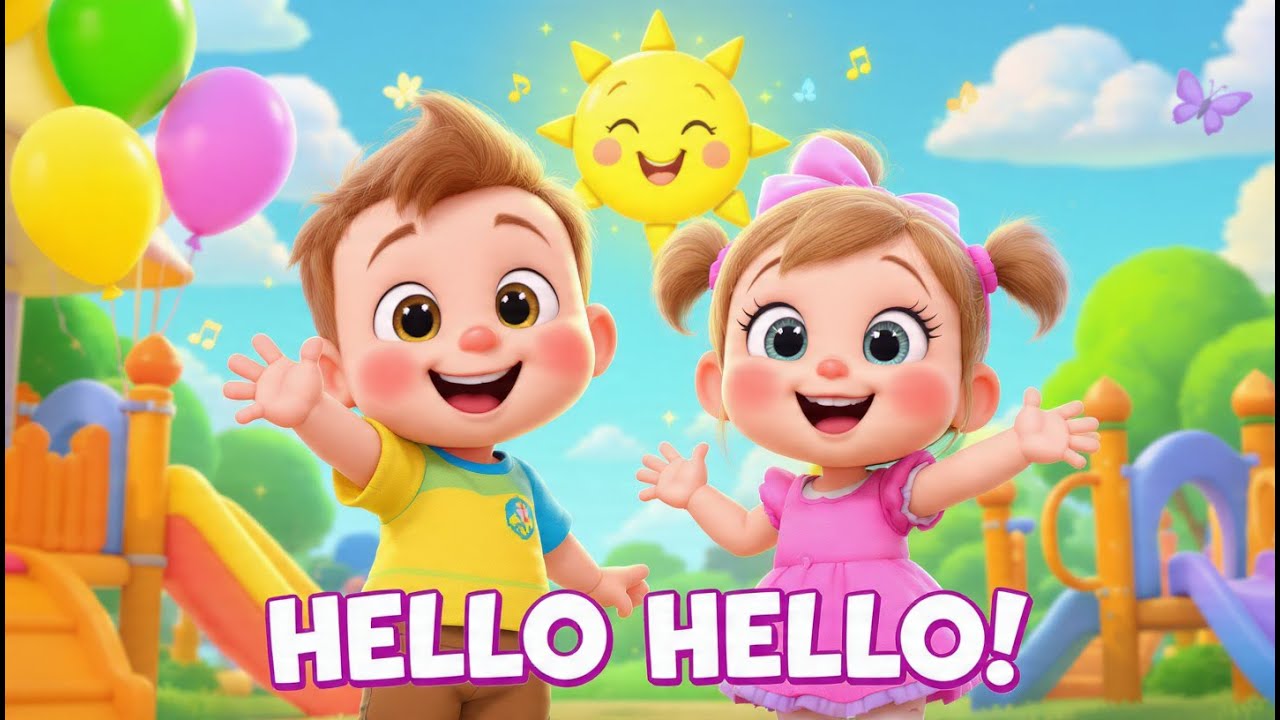 Hello Hello 👋 Song for Kids | Fun & Catchy Rhymes 🎶