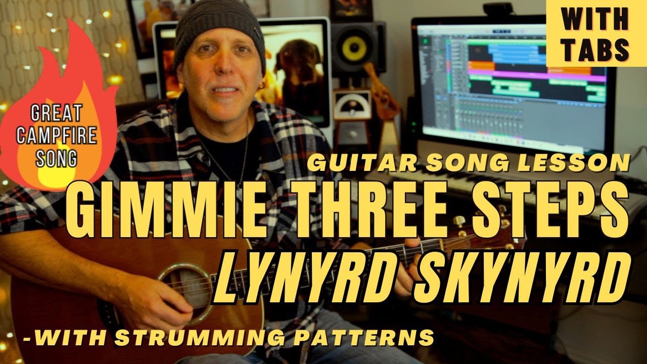 Урок игры на гитаре Lynyrd Skynyrd Gimmie Three Steps с вступительными фразами и табулатурами