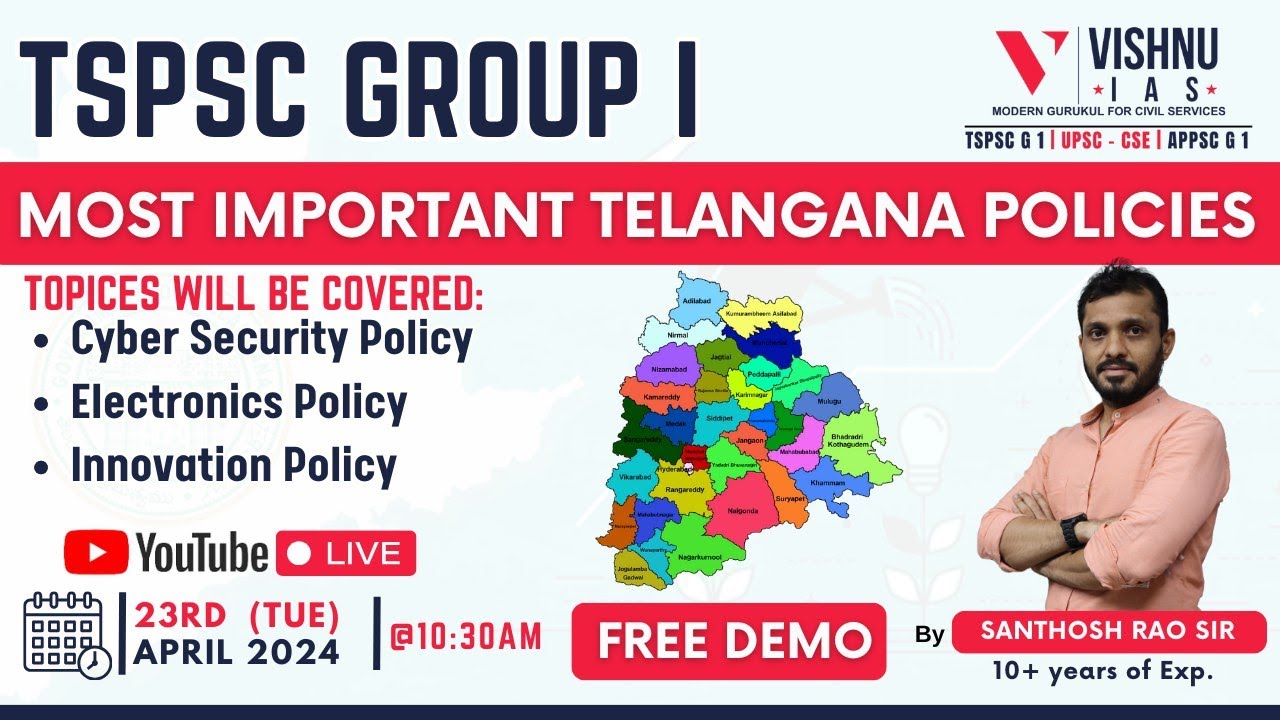 Most Important Telangana Policies class by Santhosh Rao Sir TSPSC Group I & II