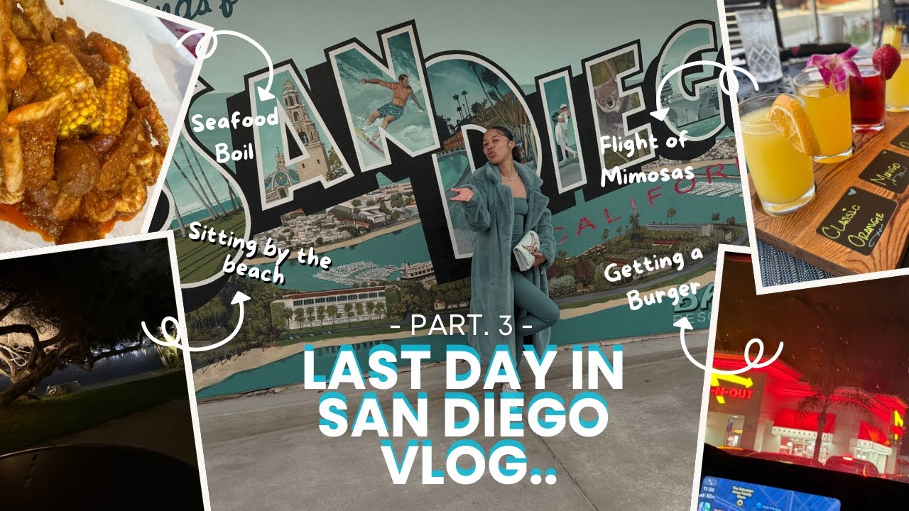 San Diego Vlog Part 3🌴Hotel Breakfast, Mimosa Flights, Seafood Boil + Chill Day Views✨| Travel Diary