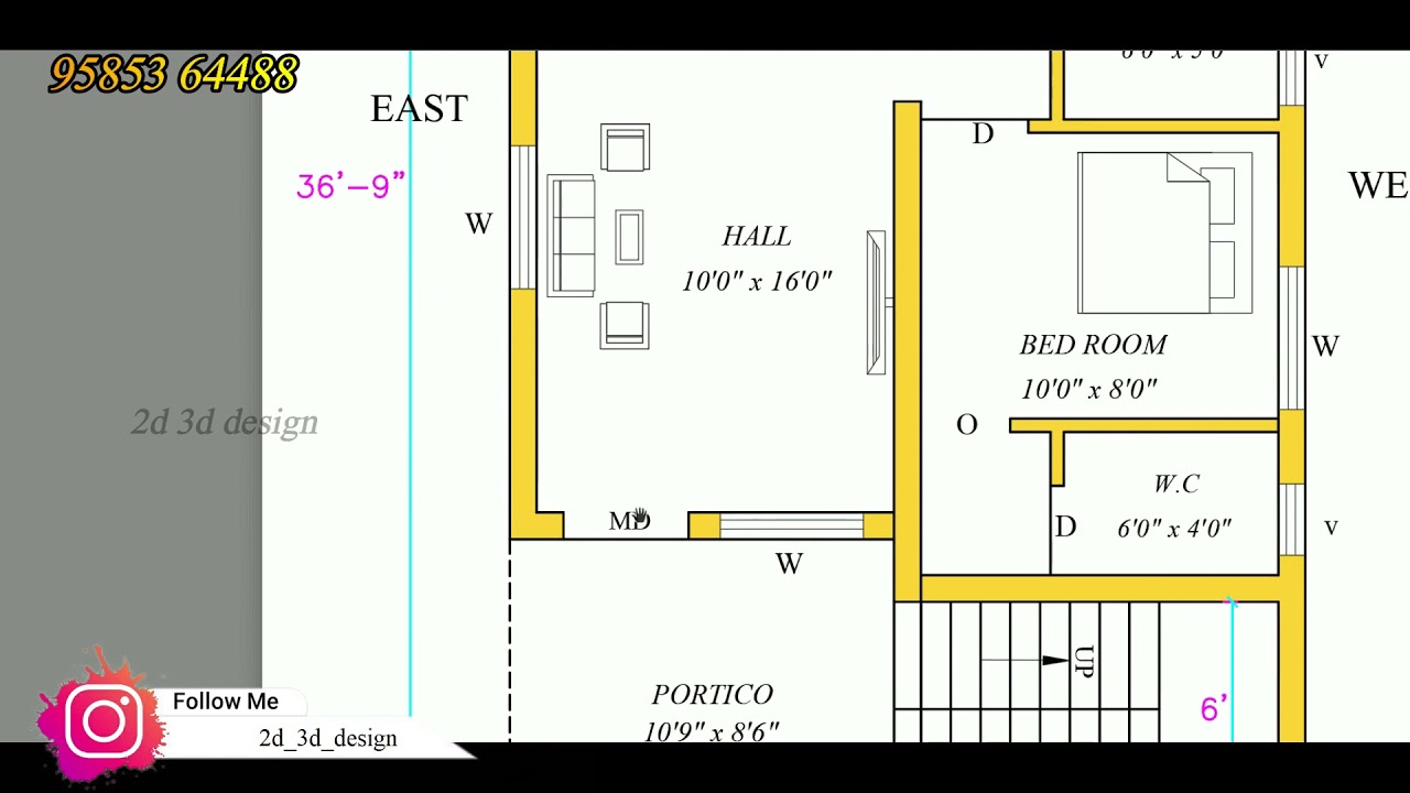 800sft North Facing Building house plan per vastu