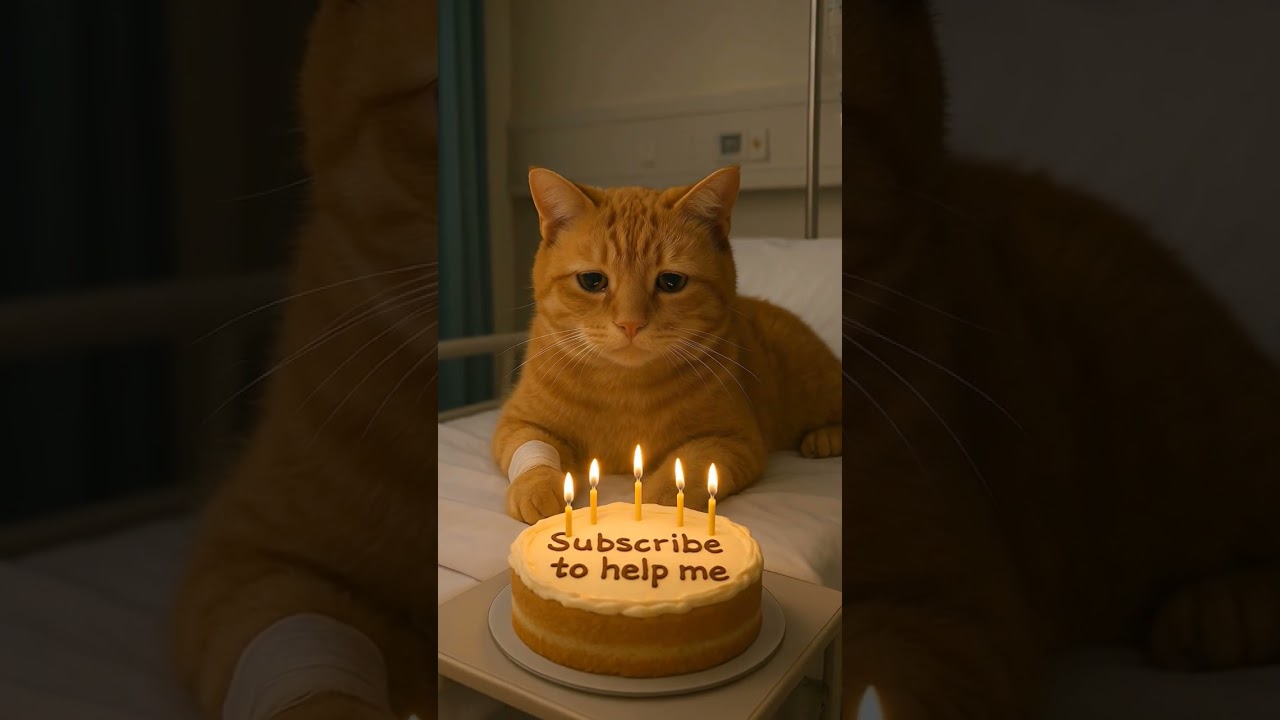 Sad Orange Cat’s Birthday in Hospital – Subscribe to Help 
