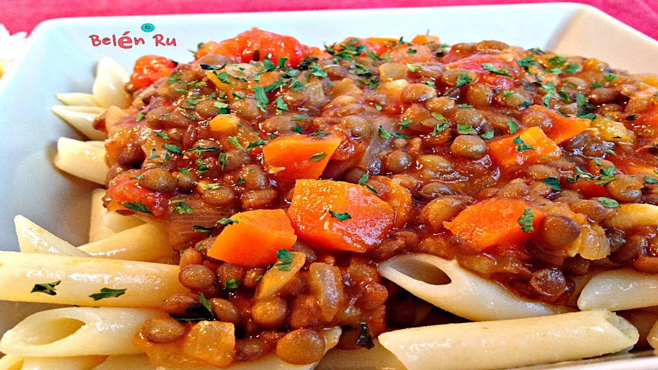 💚 SALSA BOLOÑESA de LENTEJAS con MACARRONES - RECETA VEGANA con LEGUMBRES