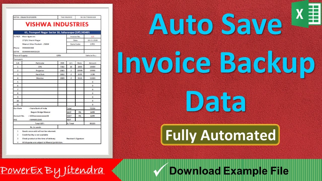 How to Save Invoice Data in Excel in Hindi