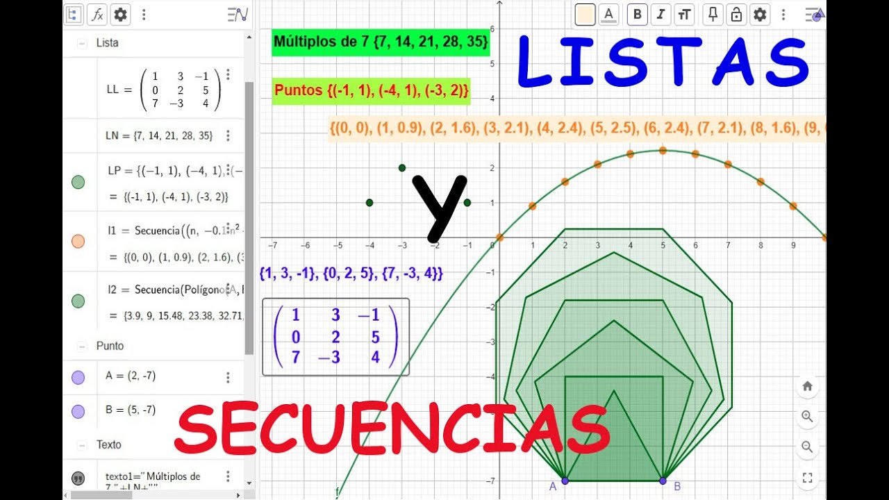 GeoGebra 19 LISTAS y SECUENCIAS