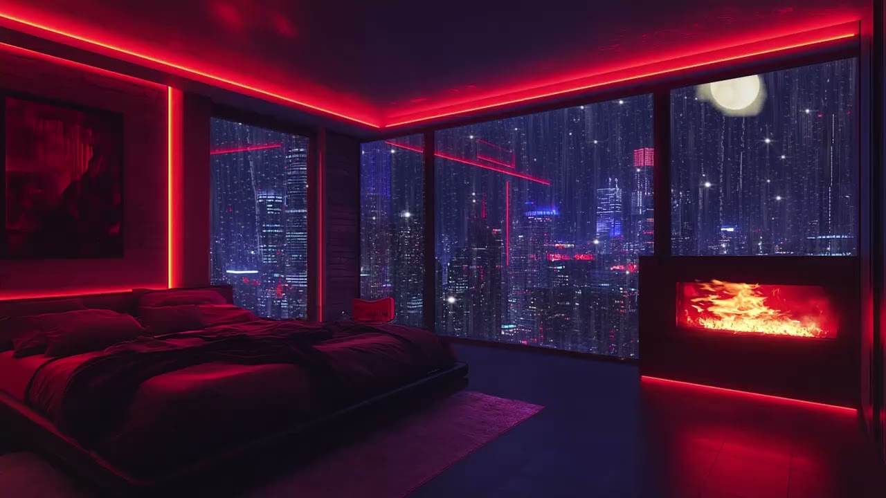 Night Rain on Window Glass 🌧️ Peaceful City Ambience for Deep Sleep and Relaxation
