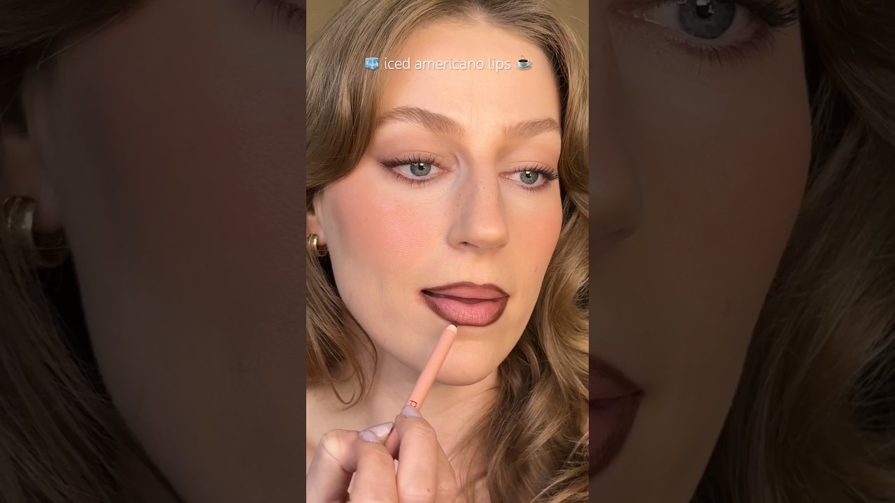Fall Lip Combo: Deep Brown Liner & Clear Gloss 🤎 #lipcombo #makeup