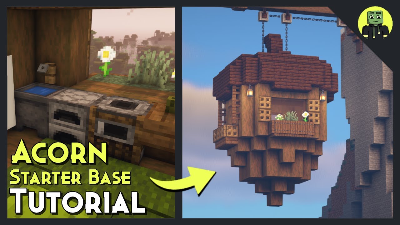 Как построить подвесную базу из желудей в Minecraft! [Урок 2021]