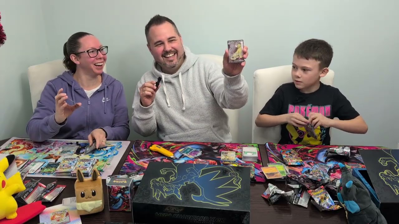 Lucas & family Christmas Pokemon TCG Charizard X EX & Prismatic Evolutions Ultra Premium Collections