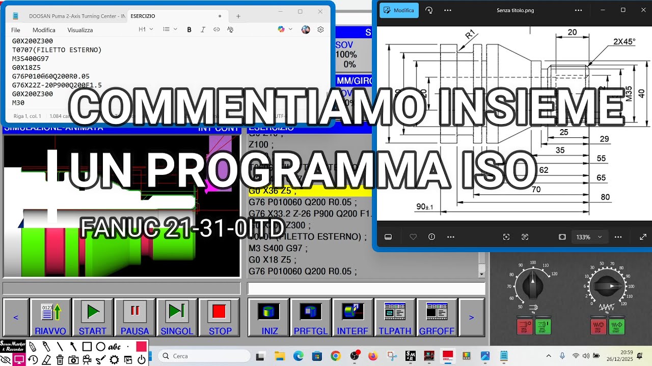 Commentiamo insieme un programma di tornitura ISO, con FANUC NC GUIDE.