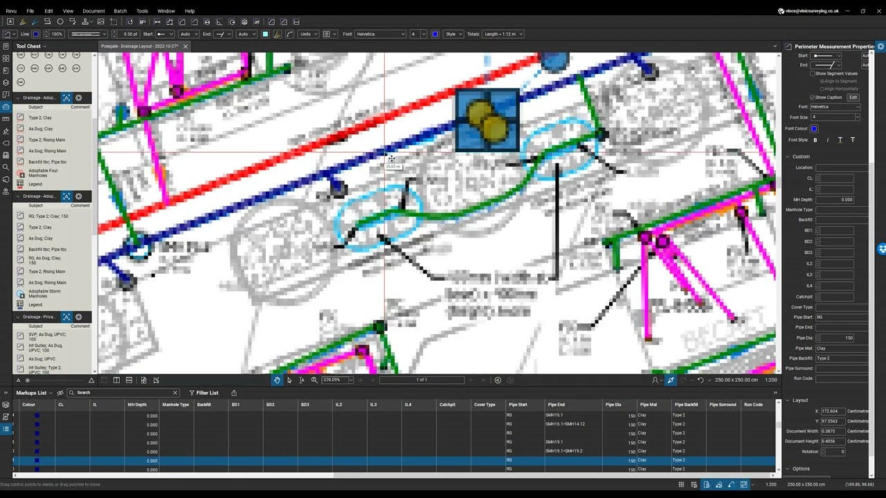 Bluebeam and Excel - Measuring Sewers