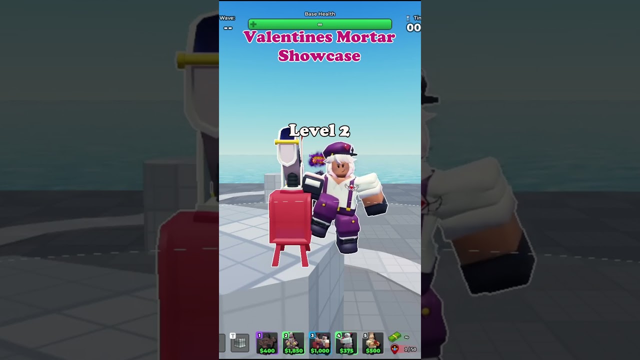 SHOWCASE OF THE NEW VALENTINES MORTAR SKIN | ROBLOX TOWER DEFENSE SIMULATOR  #roblox #tds #gaming