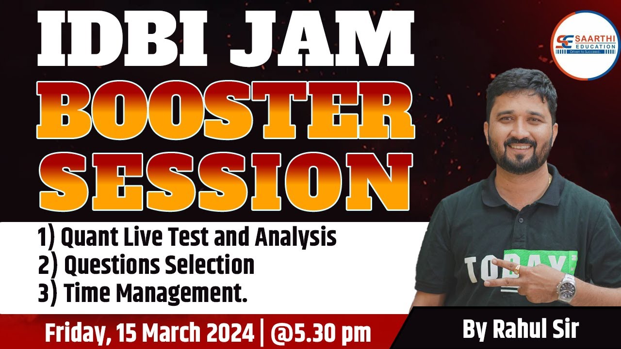 IDBI JAM || BOOSTER SESSION || By :- Rahul Misal Sir