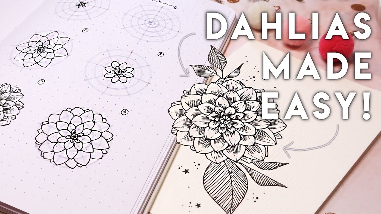 How To Draw Dahlias With All The Details ✨