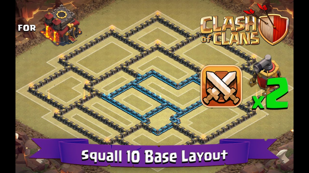 Clash Of Clans: TH10 | BEST Clan War Base Layout (2 x Air Sweepers) - Squall 10