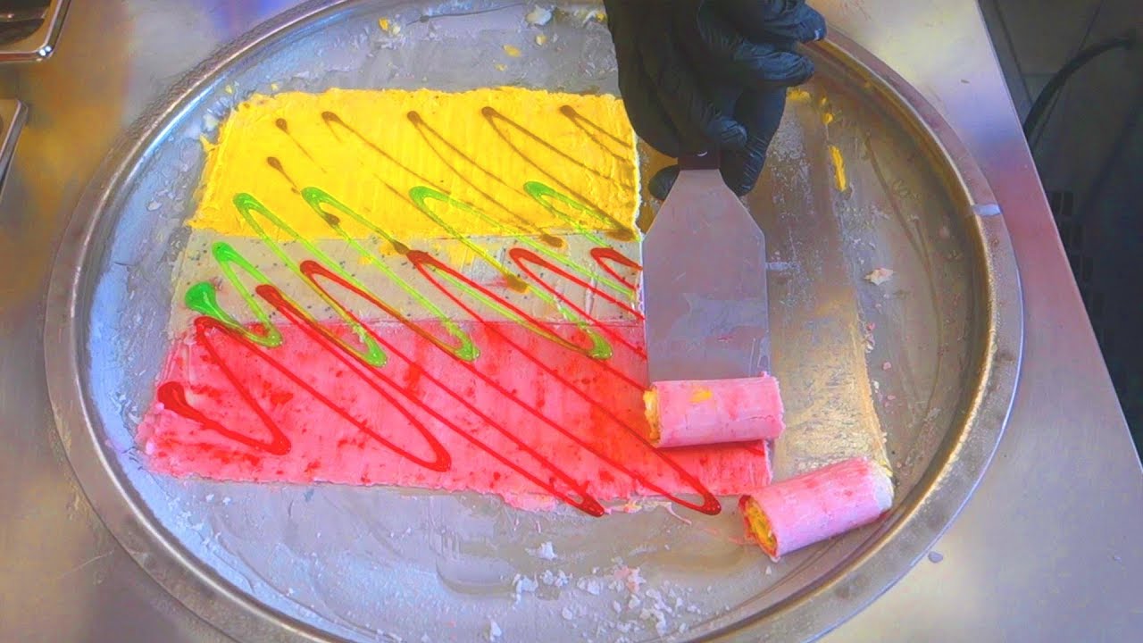 Ice Cream Rolls | Triple Fruit Ice Cream vs. Triple Chocolate Ice Cream rolled by Ice Pan in UK