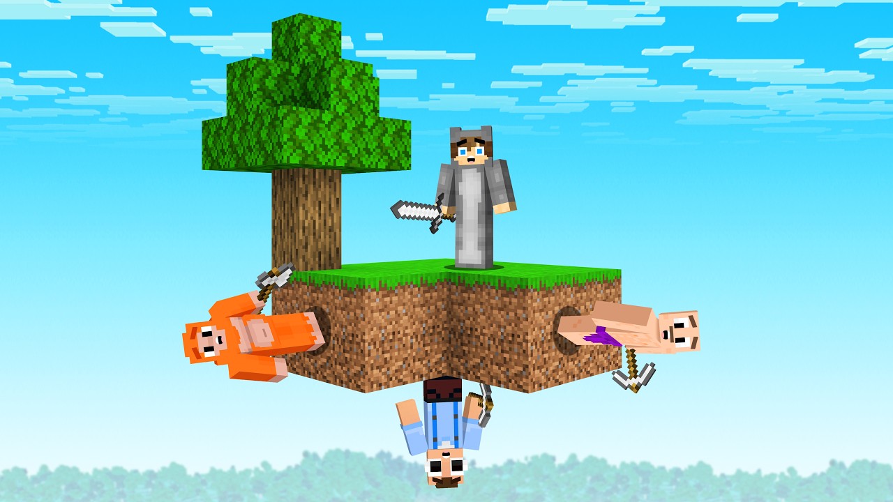 Minecraft Skyblock, But We All Have Different Gravity