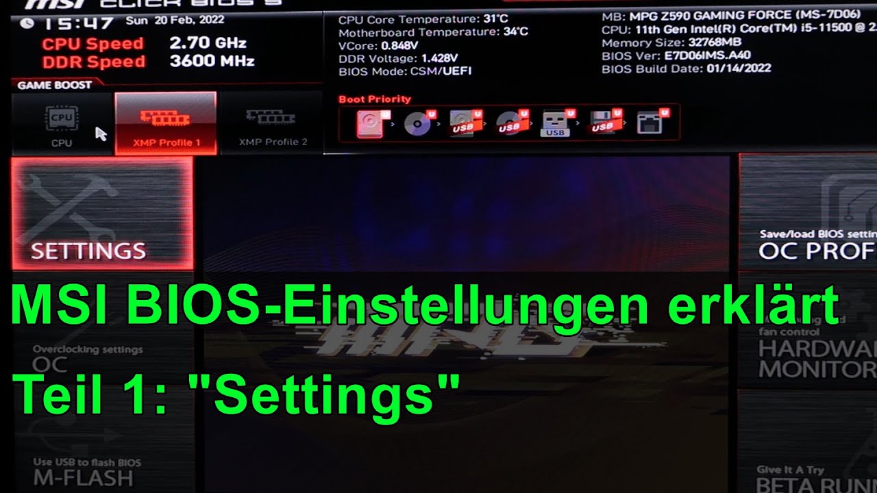 MSI BIOS-Einstellungen erklärt - Teil 1: 