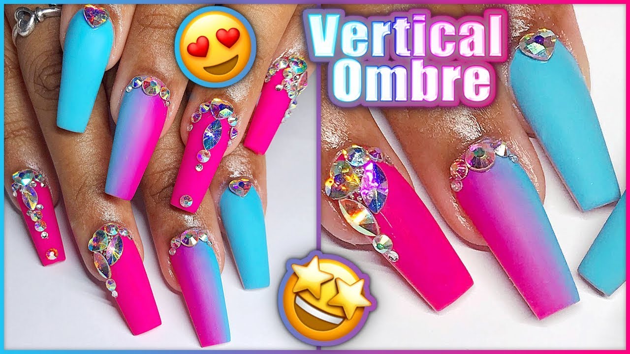 ♡ Sculpted Acrylic Full Set Real Time Speed Application with Gel Vertical Ombre ♡
