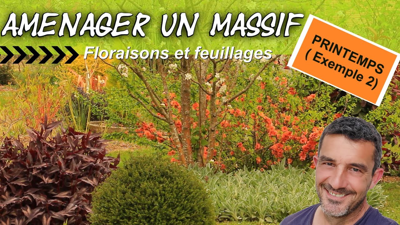 Aménager un massif fleuri et coloré !  [Exemple 02 -  printemps ]