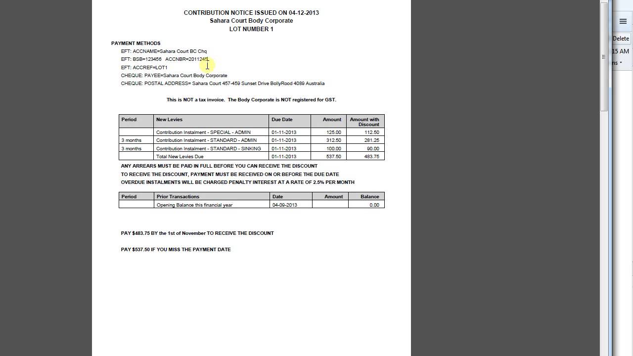 Automatic levy generation