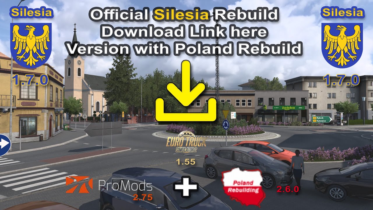 Official Silesia Rebuild 1.7.0 for ETS2 1.55 download link with Poland Rebuild