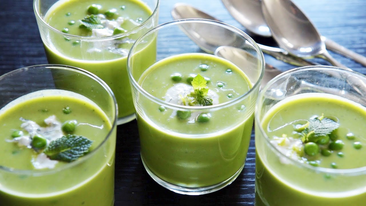SOUPE FROIDE AUX PETITS POIS MENTHE ET CITRON VERT