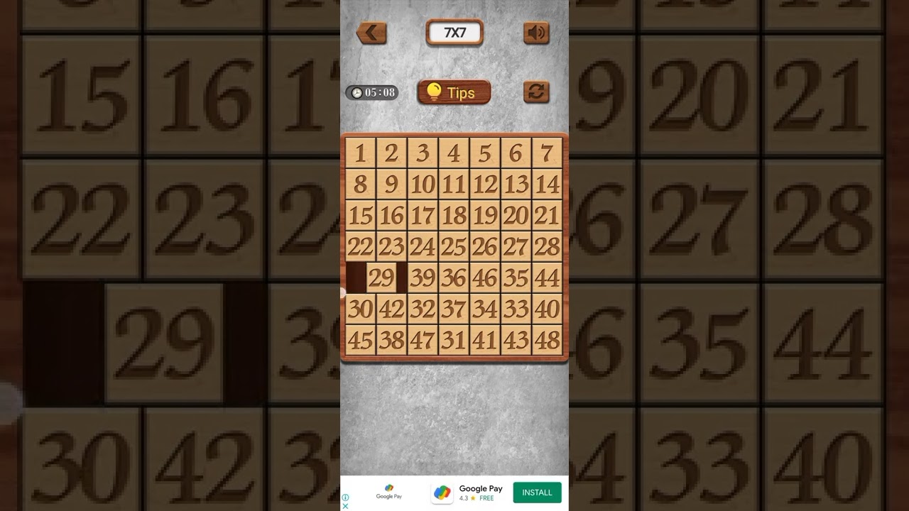 Numpuzz 7 by 7 solved