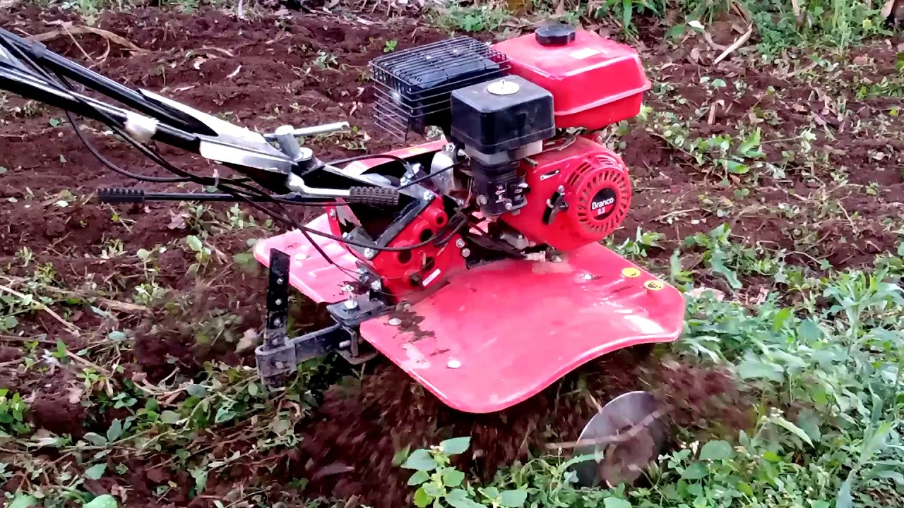 Arando com o tratorito branco