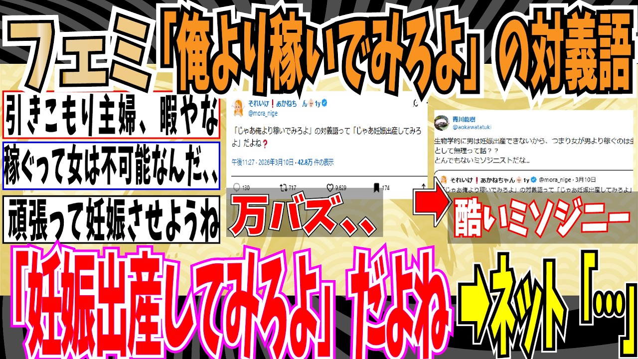 【義務教育の敗北】ツイフェミさん、男叩きがしたすぎて、女性は男性より稼げないと宣言してしまう、、【ゆっくり ツイフェミ】