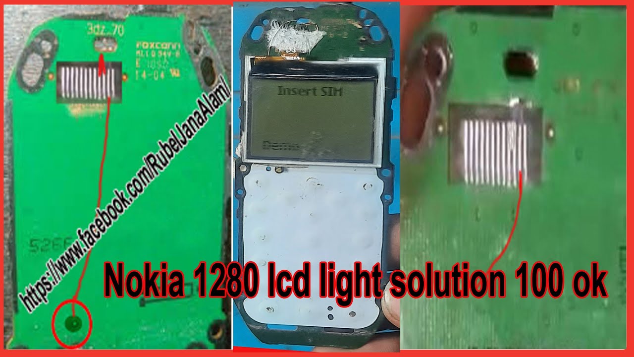 Nokia 1280 lcd light solution 100% OK |Nokia 1280 lcd light jumper solution Very Simple 100% Working