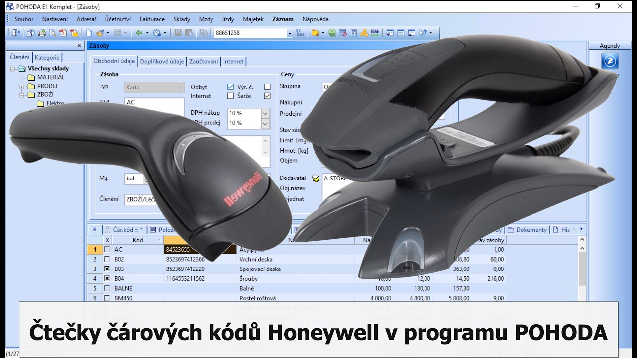 POHODA: Jak efektivně nastavit čtečky čárových kódů Honeywell