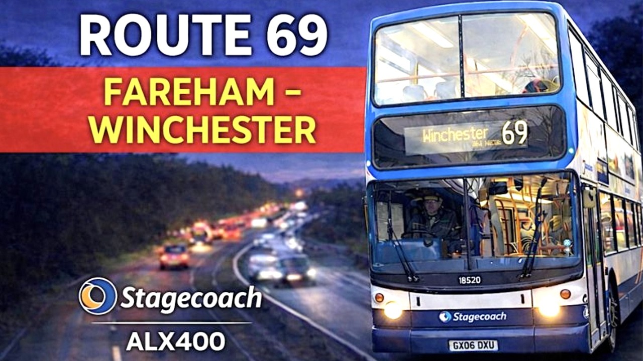 Full Route 69 Journey | Fareham to Winchester | UK Bus Ride POV