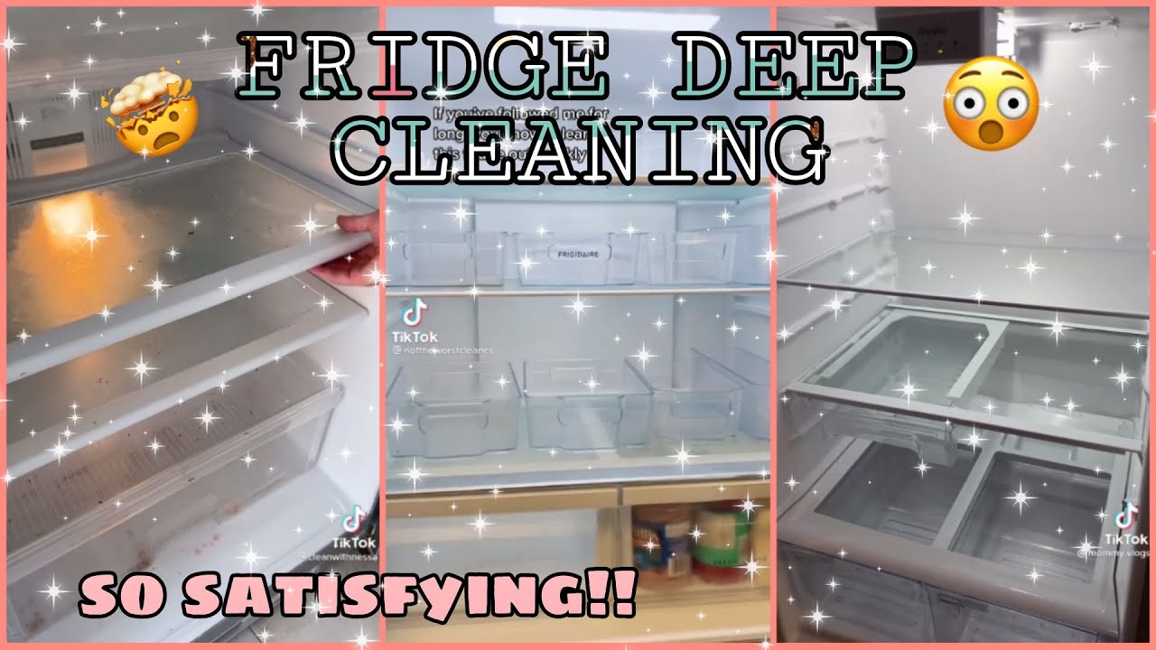 FRIDGE Deep Cleaning ASMR TIKTOK ✨ #Cleantok Fridge +  Fridge Organizers | Tikok Compilation finds.