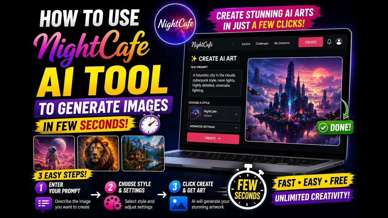 How to use Nightcafe AI tool to generate images or Arts in few seconds