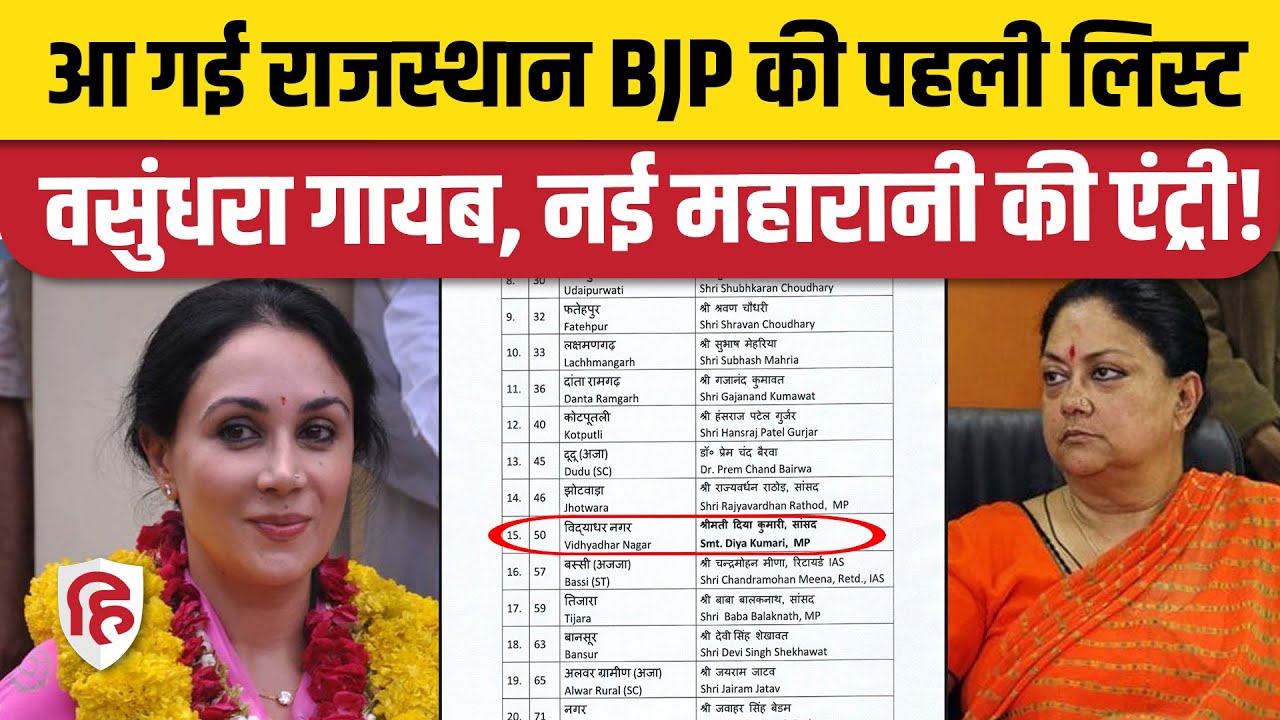 Rajasthan Election 2023: BJP Candidate First List में Diya Kuamri का नाम। Vasundhara Raje को झटका