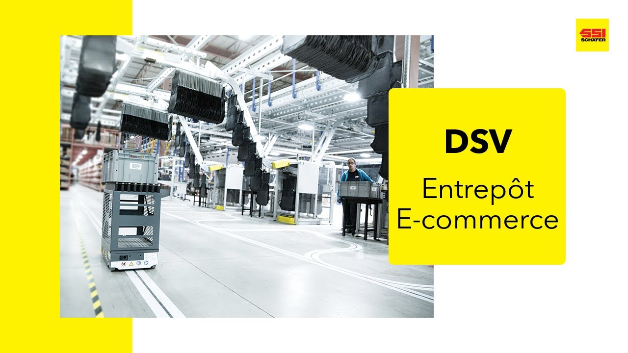 Solution logistique ecommerce automatis&eacute;e pour DSV avec AGV et syst&egrave;me de tri et de convoyage a&eacute;rien