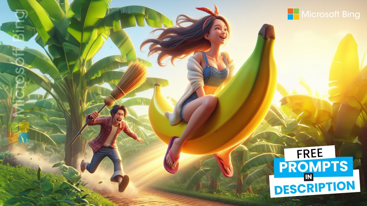 AI Creative Tutorial Girl Riding Banana - Microsoft bing - Create For FREE - @mastercreativedesigner
