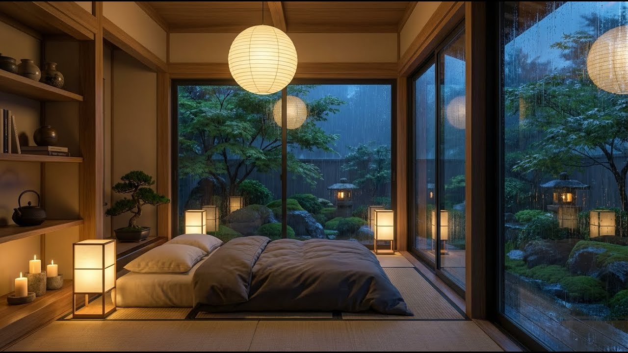 Deep Rest: Rain and Felt Piano in Rainy Japanese Tatami Room for Deep Sleep and Mindfulness 💤🇯🇵✨