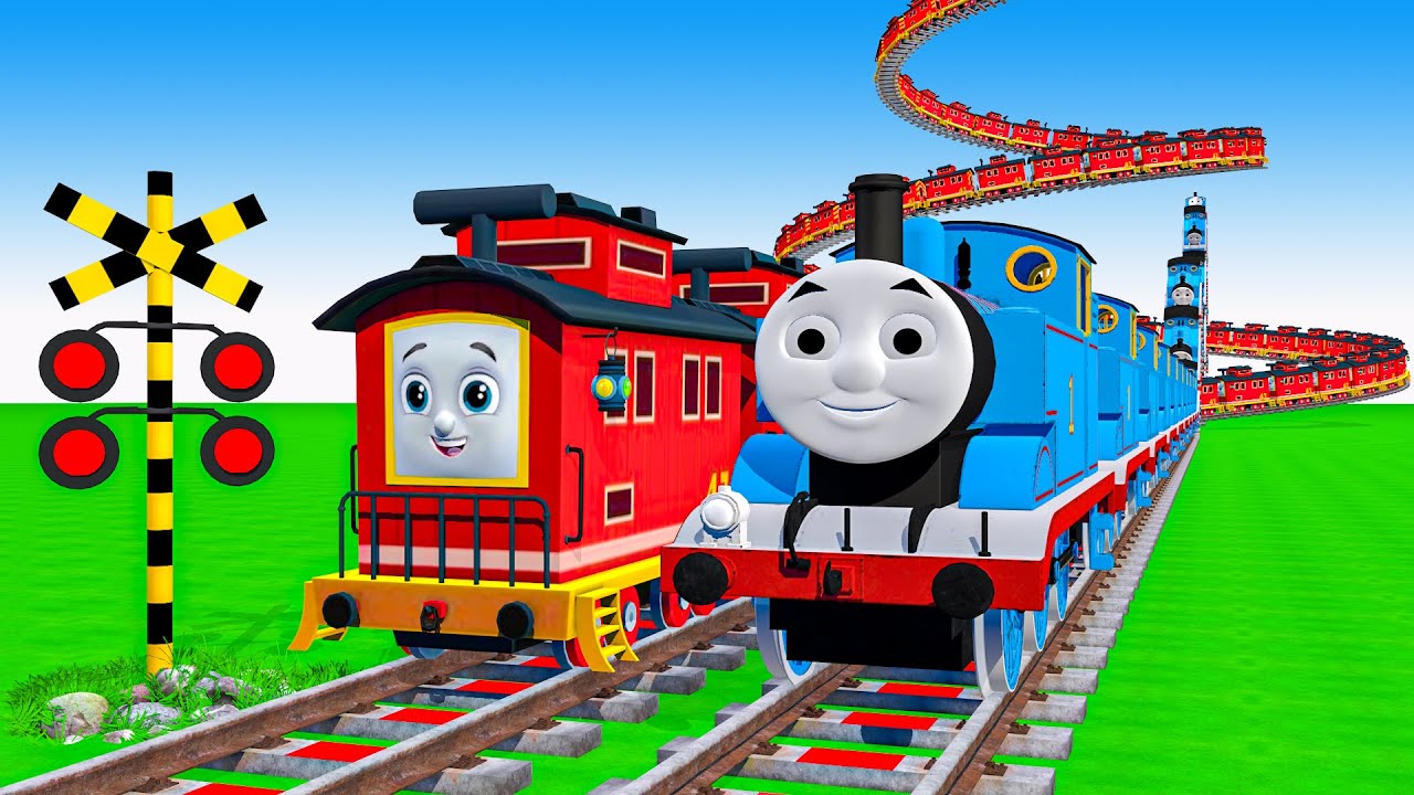 【踏切アニメ】あぶない電車 TRAIN Thomas Climping Pynamid | Railroad Crossing Animation #training